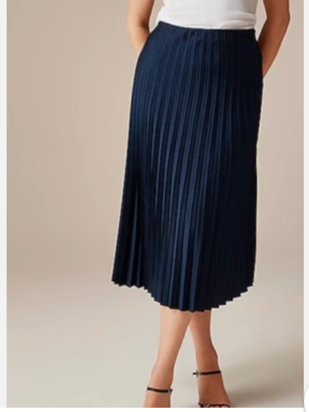 NWT J Crew Gwenyth Pleated slip skirt size Large Navy